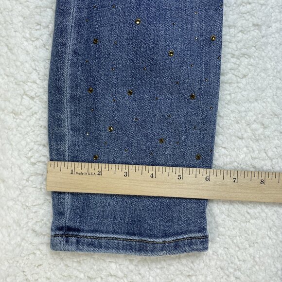 Kut from the Kloth Jeans Womens 0 Blue Reese Ankle Straight Rhinestones 26x27 - Picture 7 of 10
